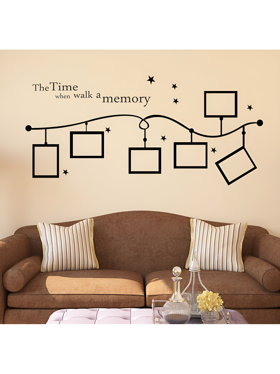 LANSTICK Black Frame & Memories Printed Self-Adhesive WallStickers
