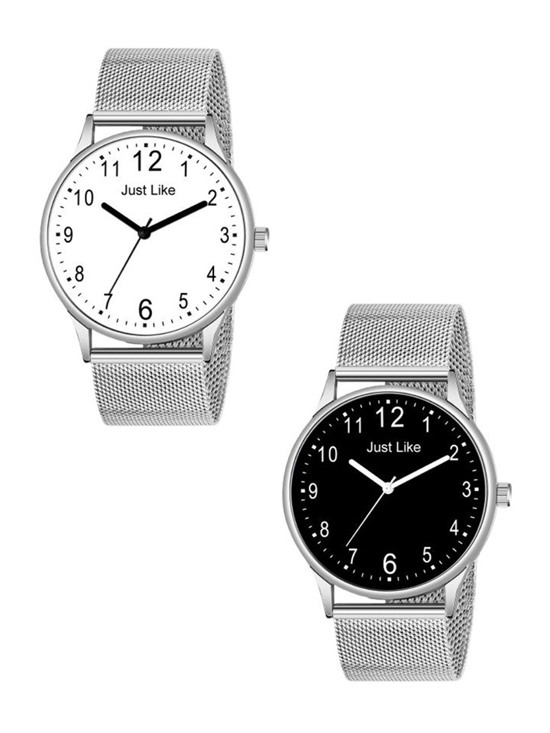 JUST LIKE Men Bracelet Style Straps Analogue Watch All Slim 202 Sefar Black & White c-2