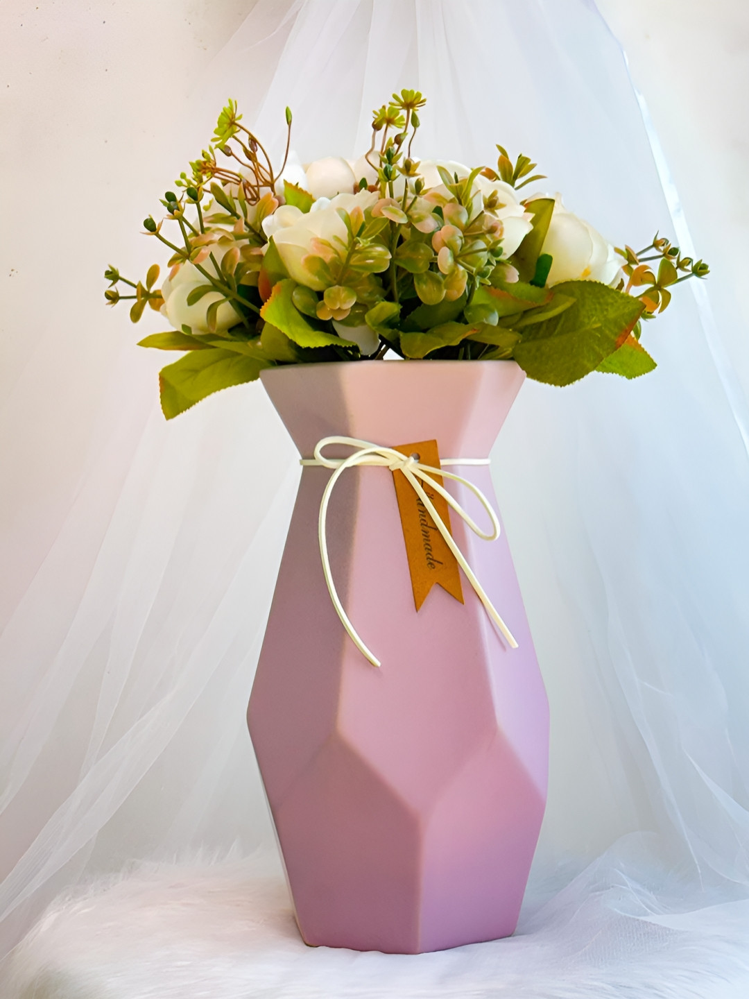 Art Street Pink Origami Ceramic Flower Vase