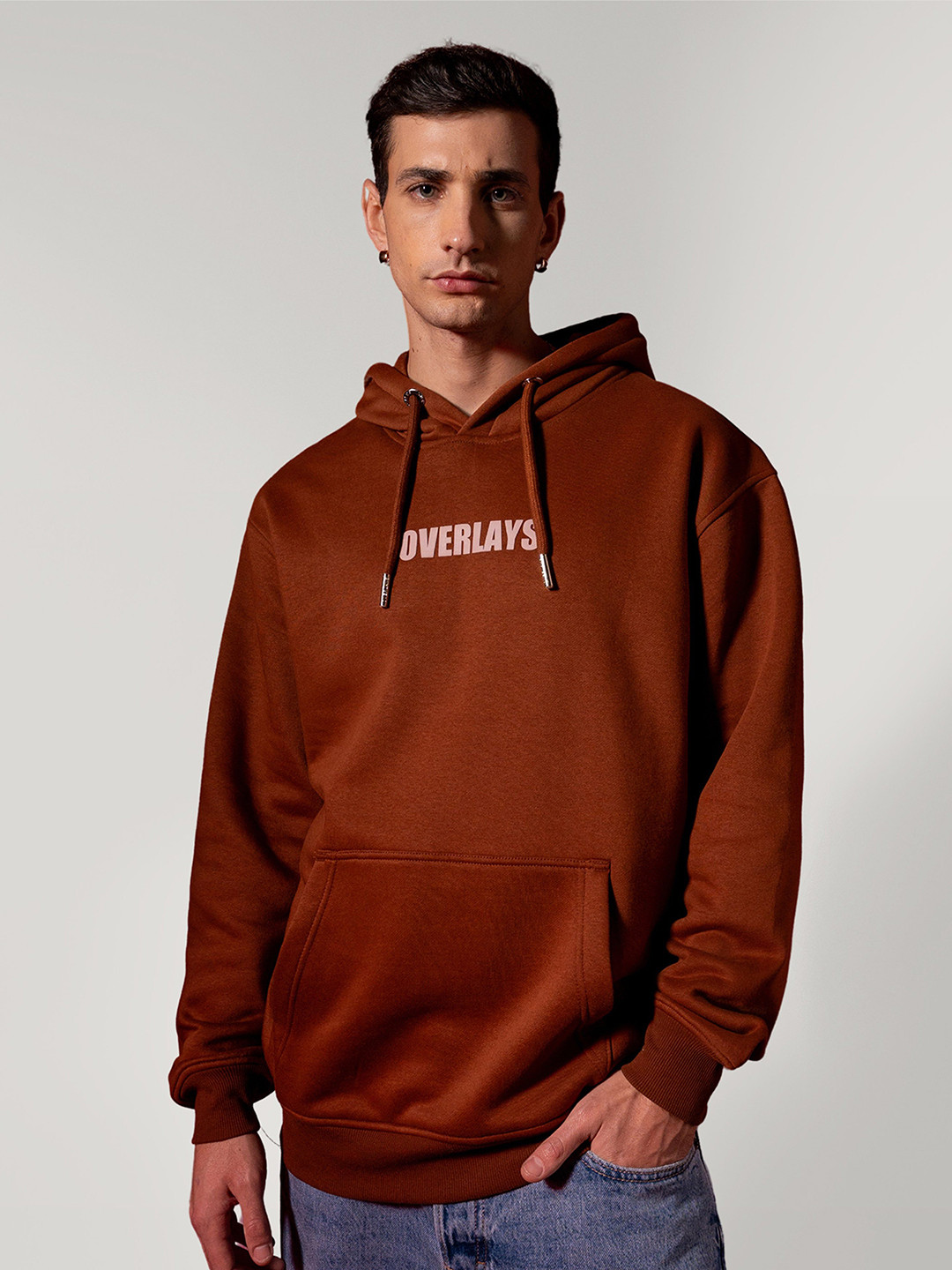 Overlays Men CoCoa Brown Oversized Hoodies