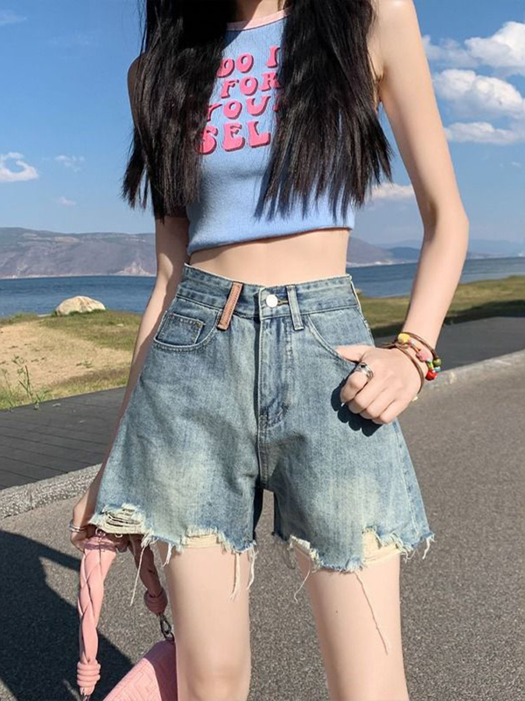 StyleCast x Revolte Women Bootcut Highly Distressed Heavy Fade Jeans