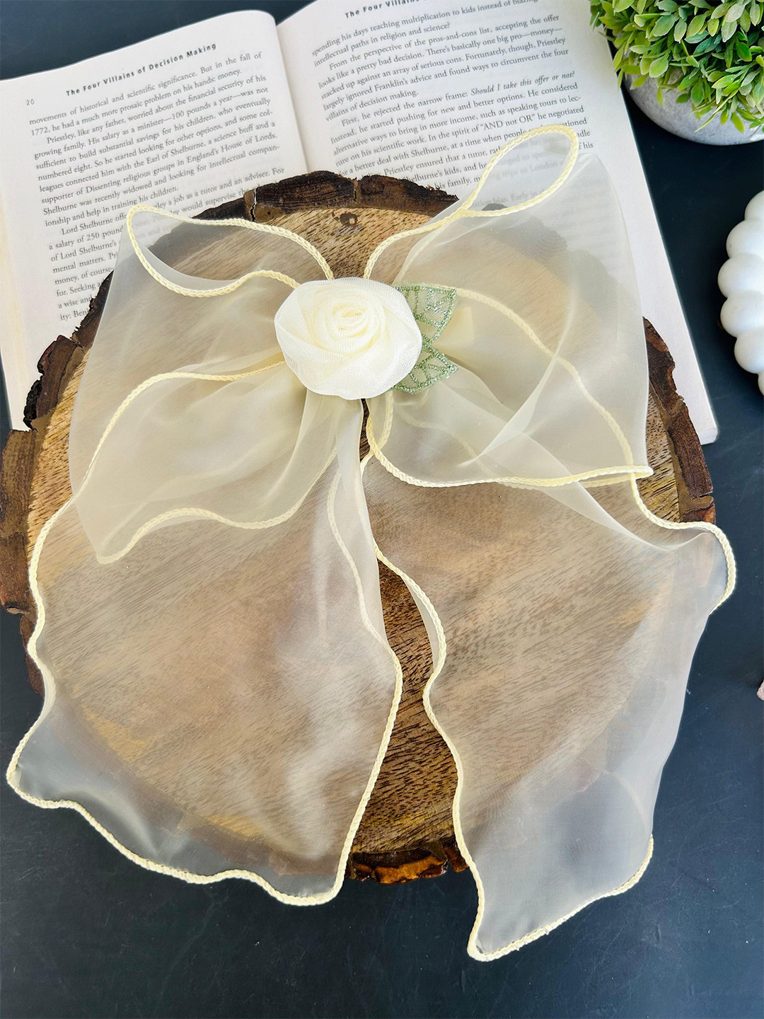 Radhya Accessories Women Yellow Flower Jumbo Tail Hair Bow Clip