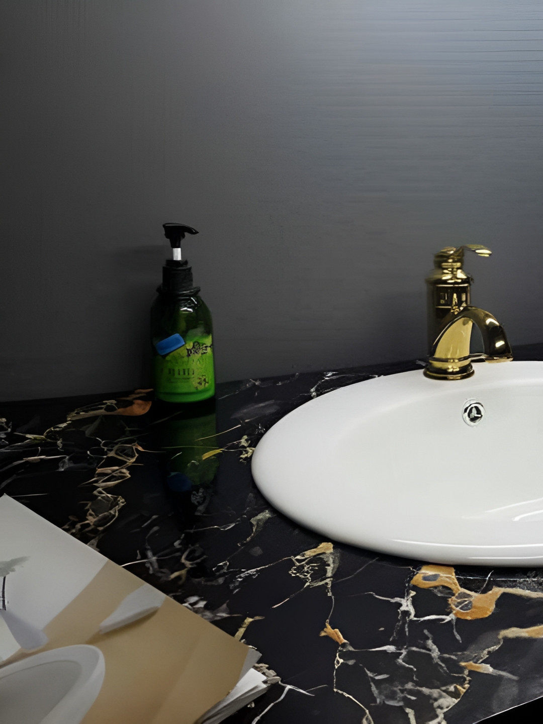 Jaamso Royals Black & Grey Printed Waterproof Wallpaper