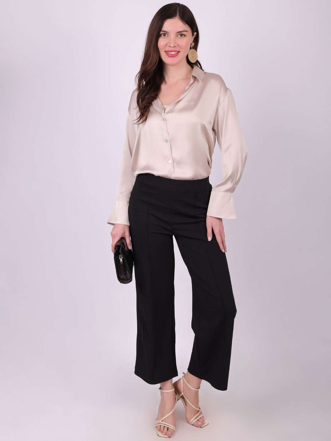 MICHAEL KOVLIN Women High-Rise Casual Plain Korean Fit Pants