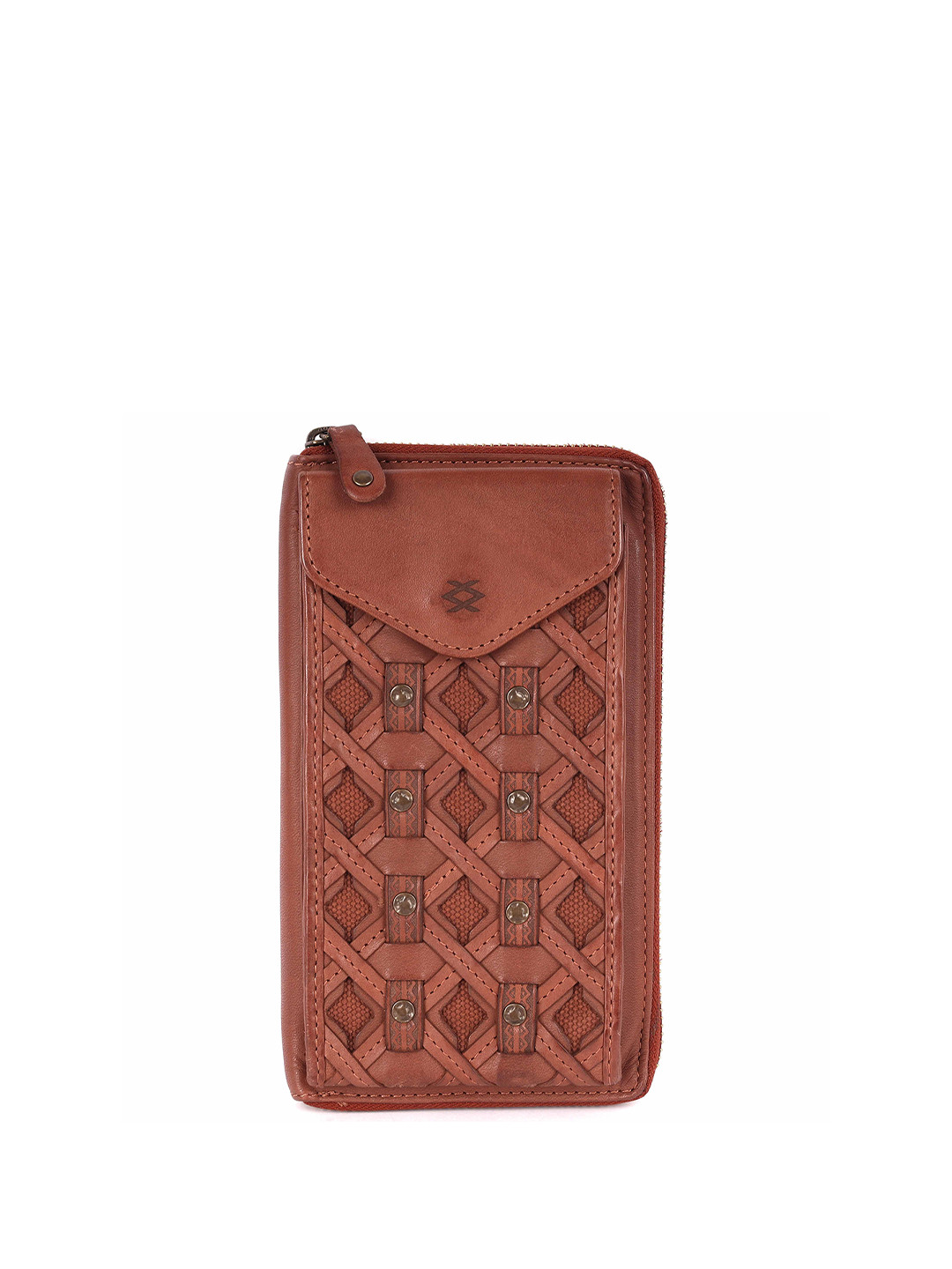 KOMPANERO Women Geometric Self Design Leather Zip Around Wallet