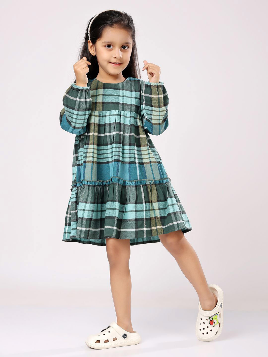 Piccolo Piglet Girls Checked A-Line Cotton Dress