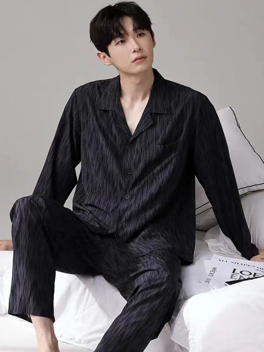 StyleCast Black Shirt Collar Long Sleeves Shirt With Trousers