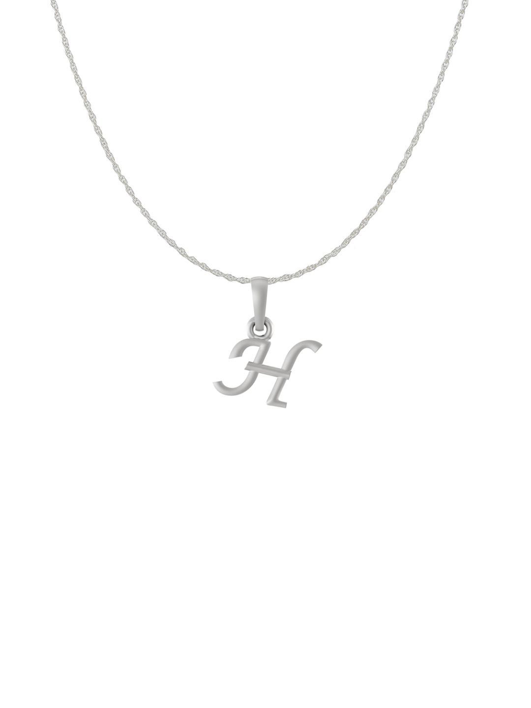 Metronaut 92.5 Sterling Silver H Alphabet Pendant with Rope Chain