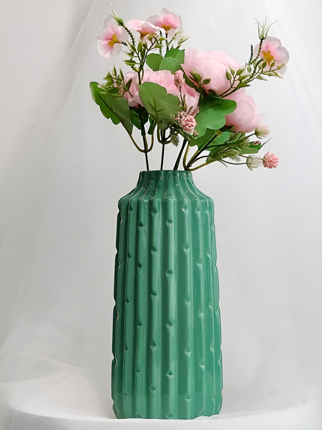 Art Street Green Ribbed Ceramic FlowerVases