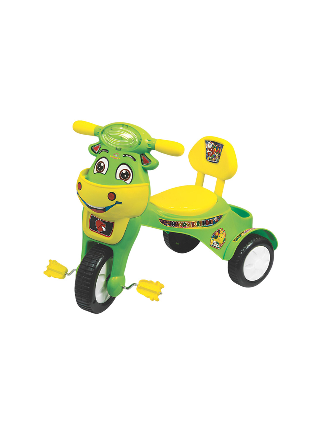 Dandles Kids Musical Happy Birthday With Light Back Rest & Storage basket Tricycle