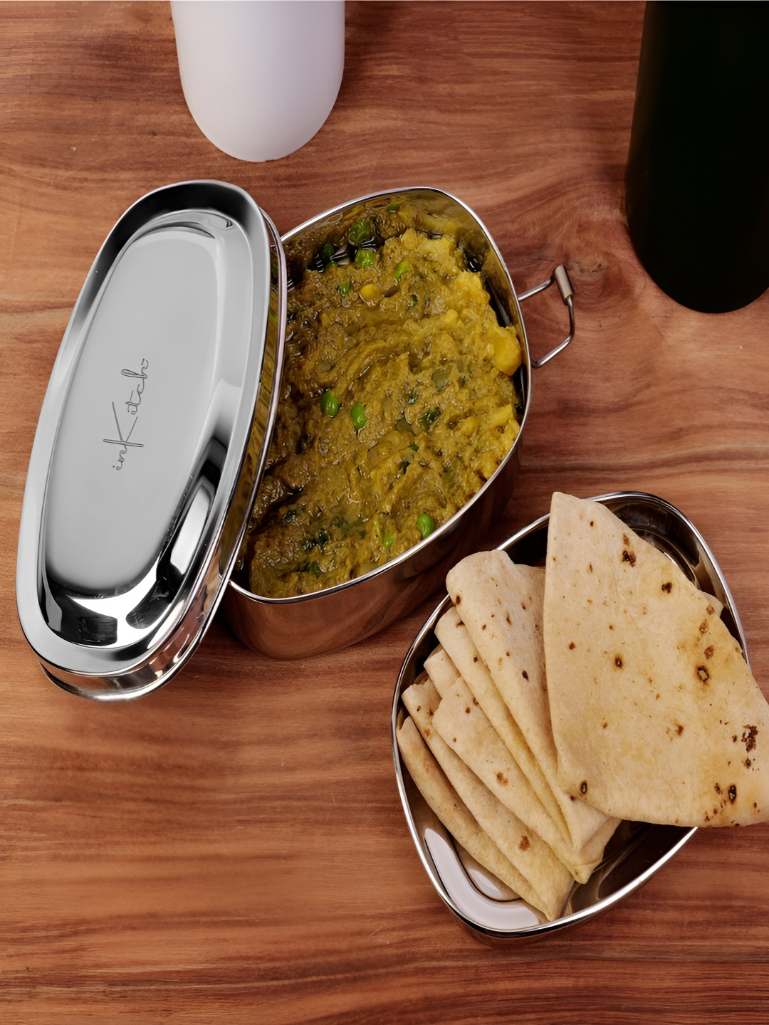 inKitch ROTIFFINn Stainless Steel Dishwasher Safe 2PCs Lunch Box With Spoon and Fork