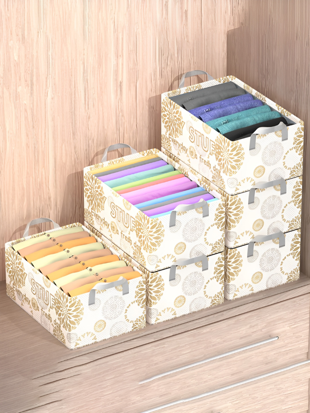 Myntra Elegant Homes White 6 Pcs Regular Collapsible Foldable Drawer Organisers