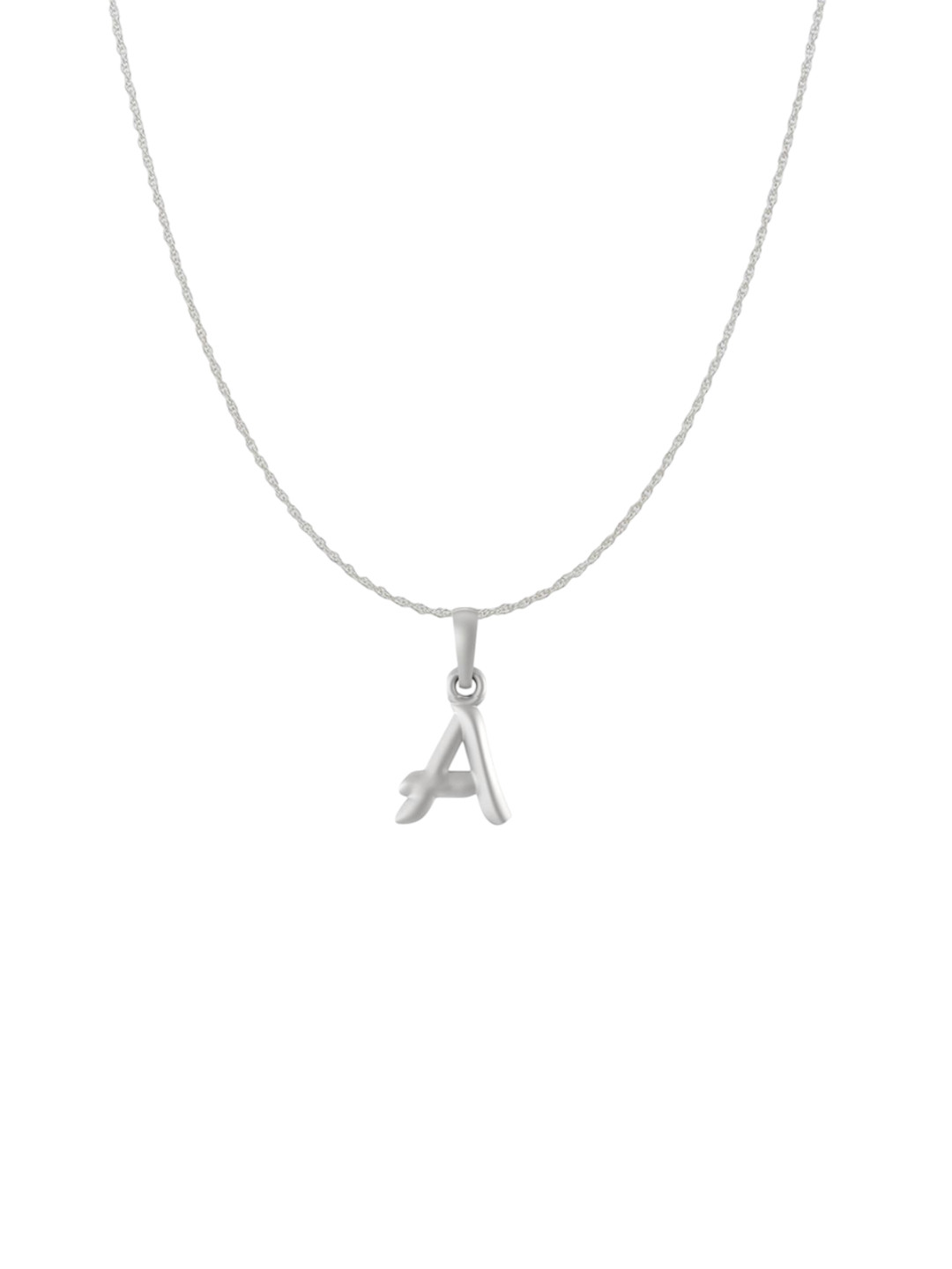 Metronaut 92.5 Sterling Silver A Alphabet Pendant with Rope Chain