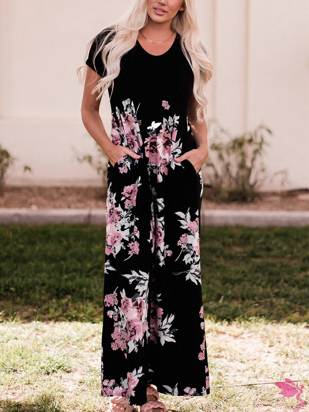 StyleCast Black Floral Print Maxi Dress