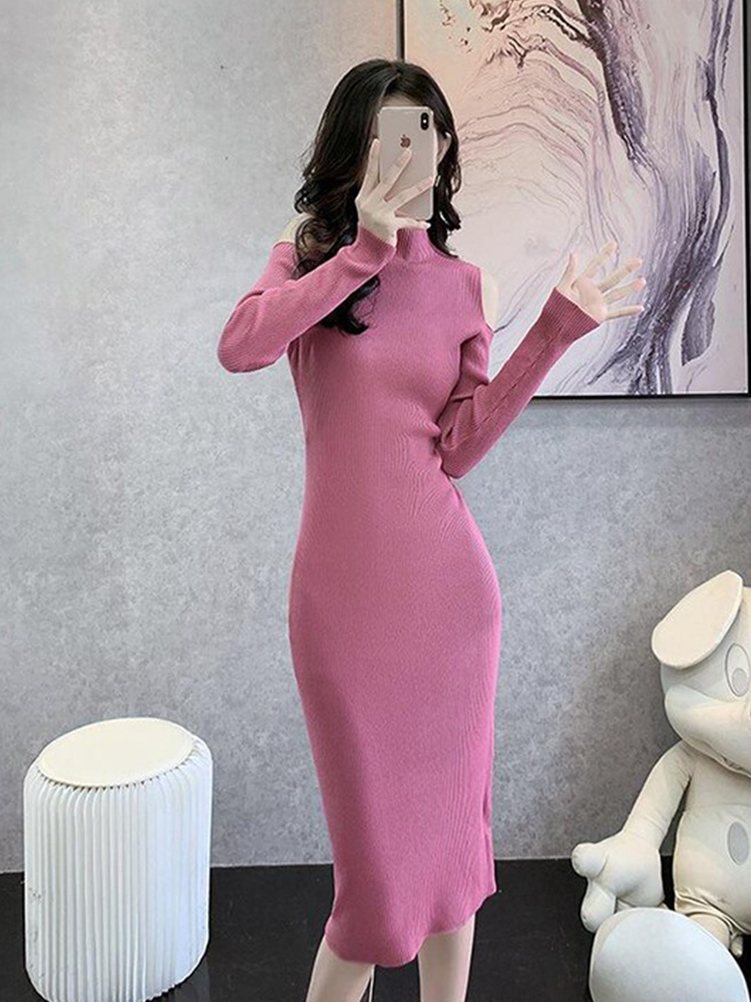 StyleCast Pink High Neck A Line Dress