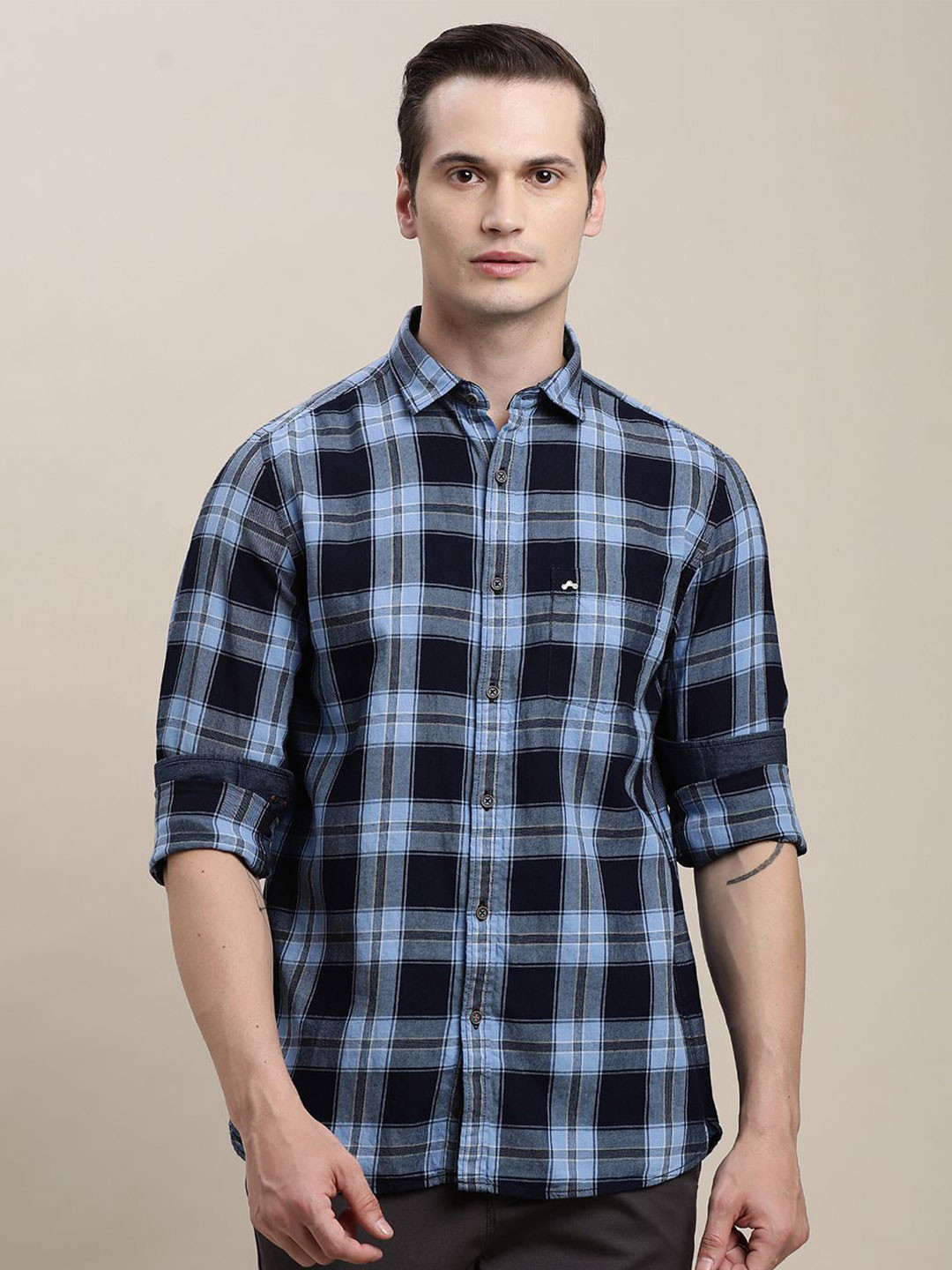 Turtle Tartan Checked Relaxed Pure Cotton Slim Fit Shirt