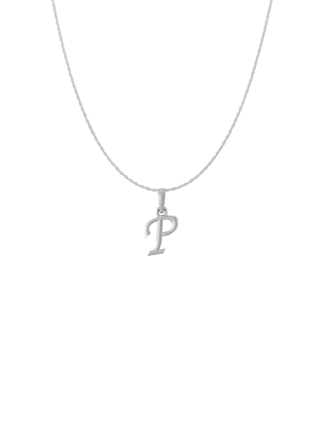 Metronaut 92.5 Sterling Silver Contemporary P Alphabet Pendant with Chain