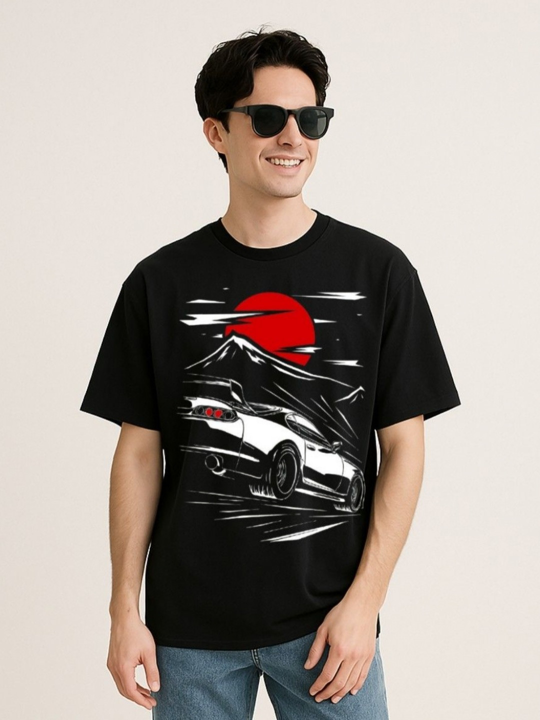 Be Crazy Glow-in-the-Dark Printed Drop-Shoulder Sleeves Cotton T-shirt