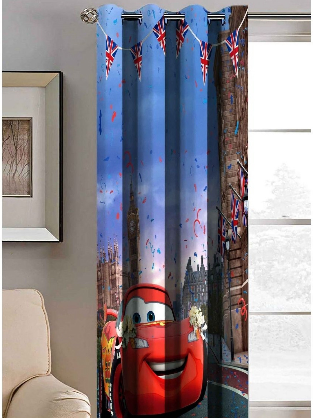 Aura Blue & Red Long Door Curtain