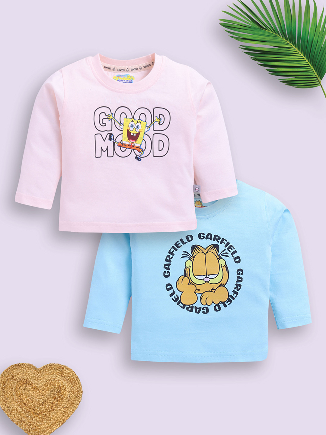 YK X Tinyo Infant Boys Set of 2 Garfield Printed Cotton T-shirts