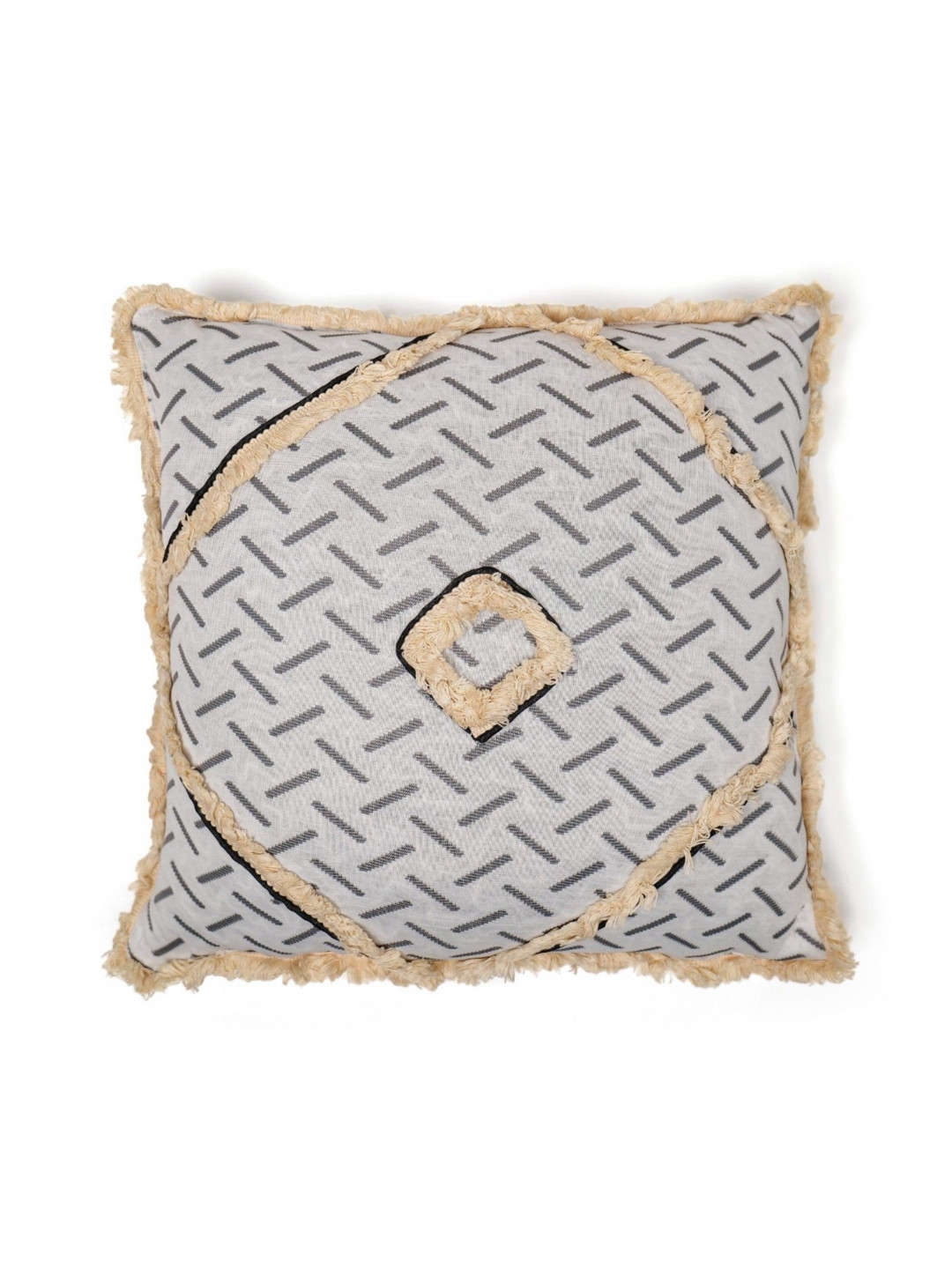 SH Creation and Handlooms Grey & Beige Printed Durable Cushions