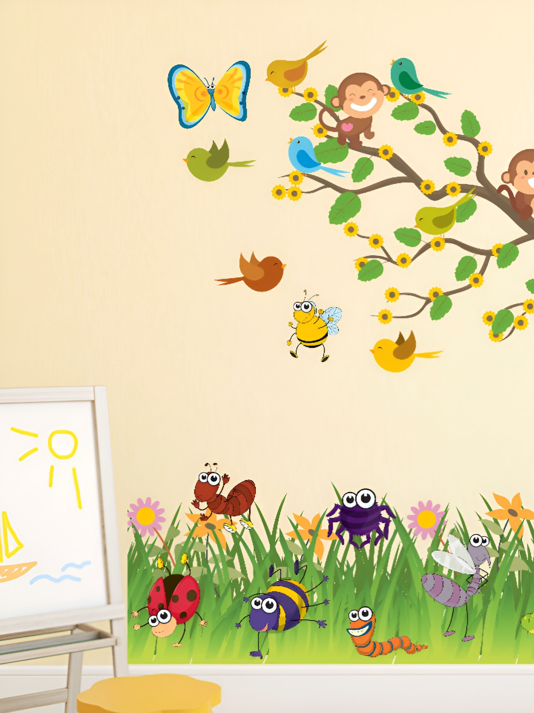 LANSTICK Green & Brown Printed Self-Adhesive WallStickers