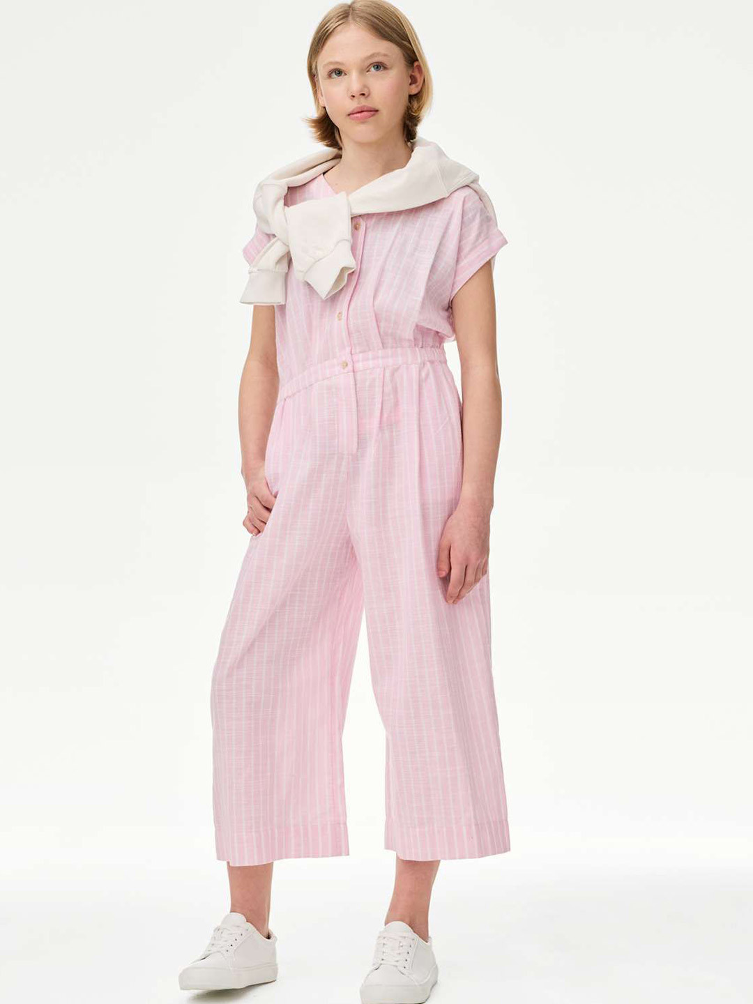 Marks & Spencer Girl's Striped Printed Cotton Jumpsuit