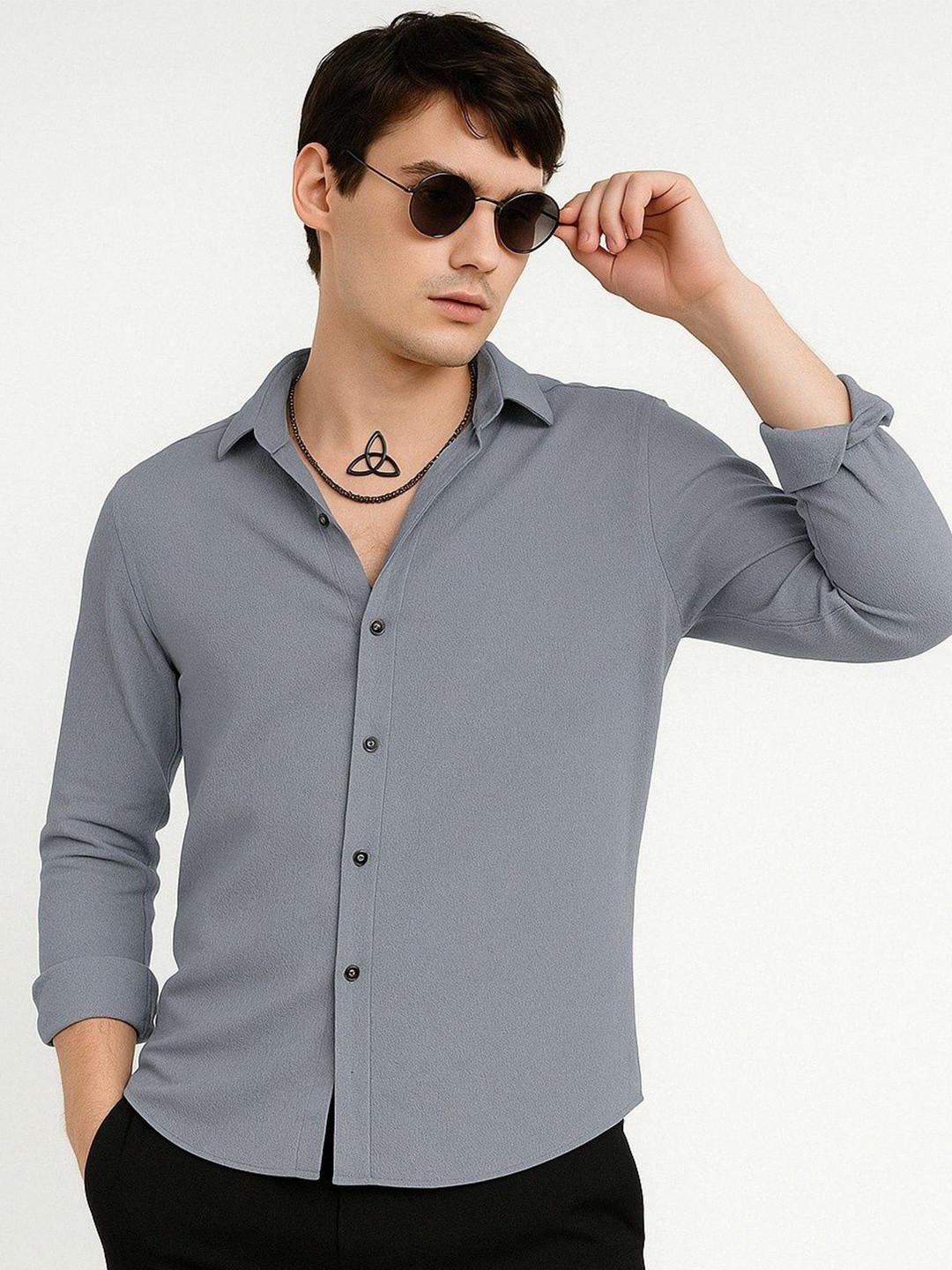 VORTEX Popcorn Textured Long Sleeves  Shirt