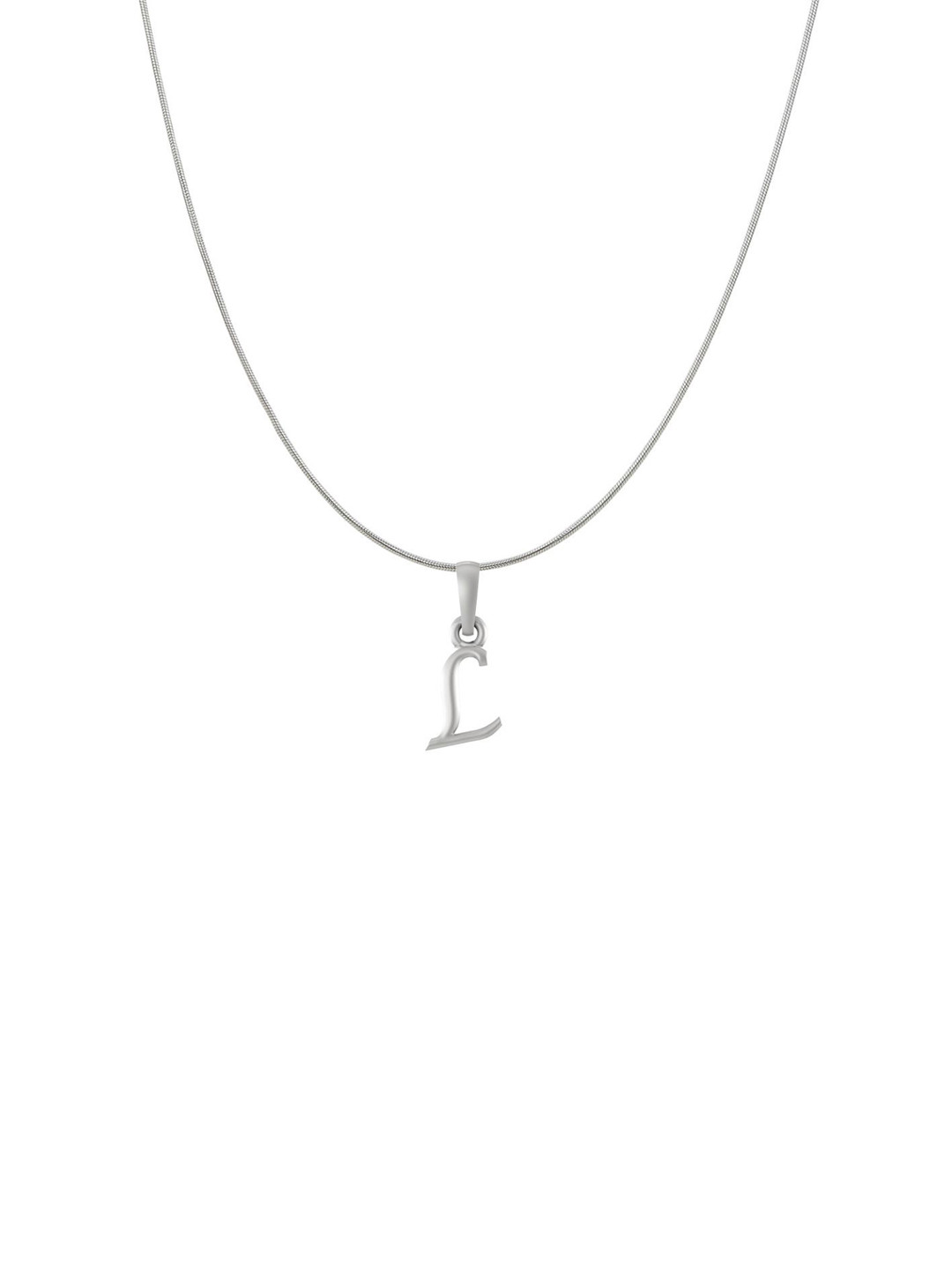 Metronaut 92.5 Sterling Silver L Alphabet Pendant with Snake Chain