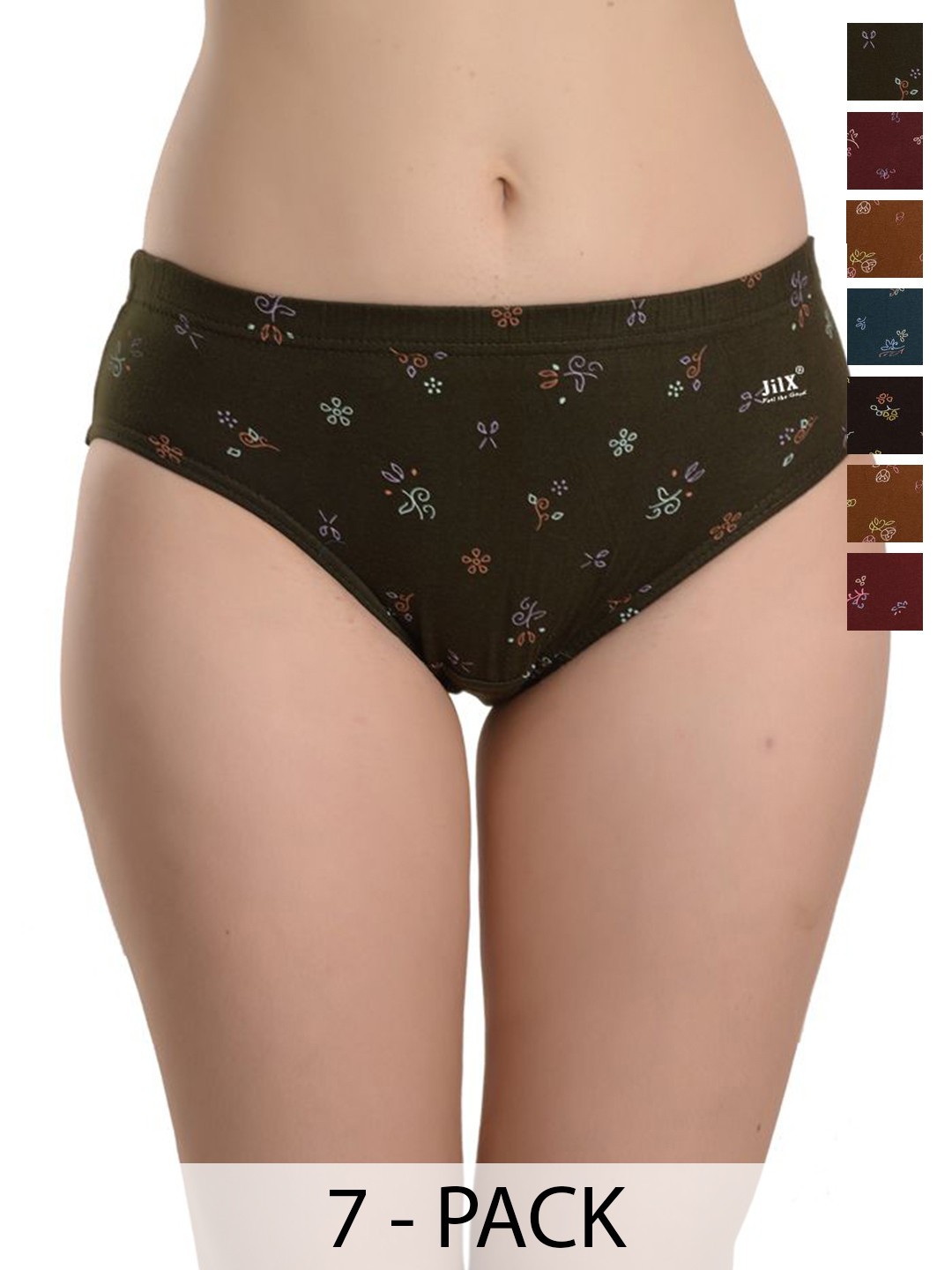 JIL X Pack Of 7 Printed Cotton Hipster Briefs MY-JILX-PRO-PRINT-IE-7PC