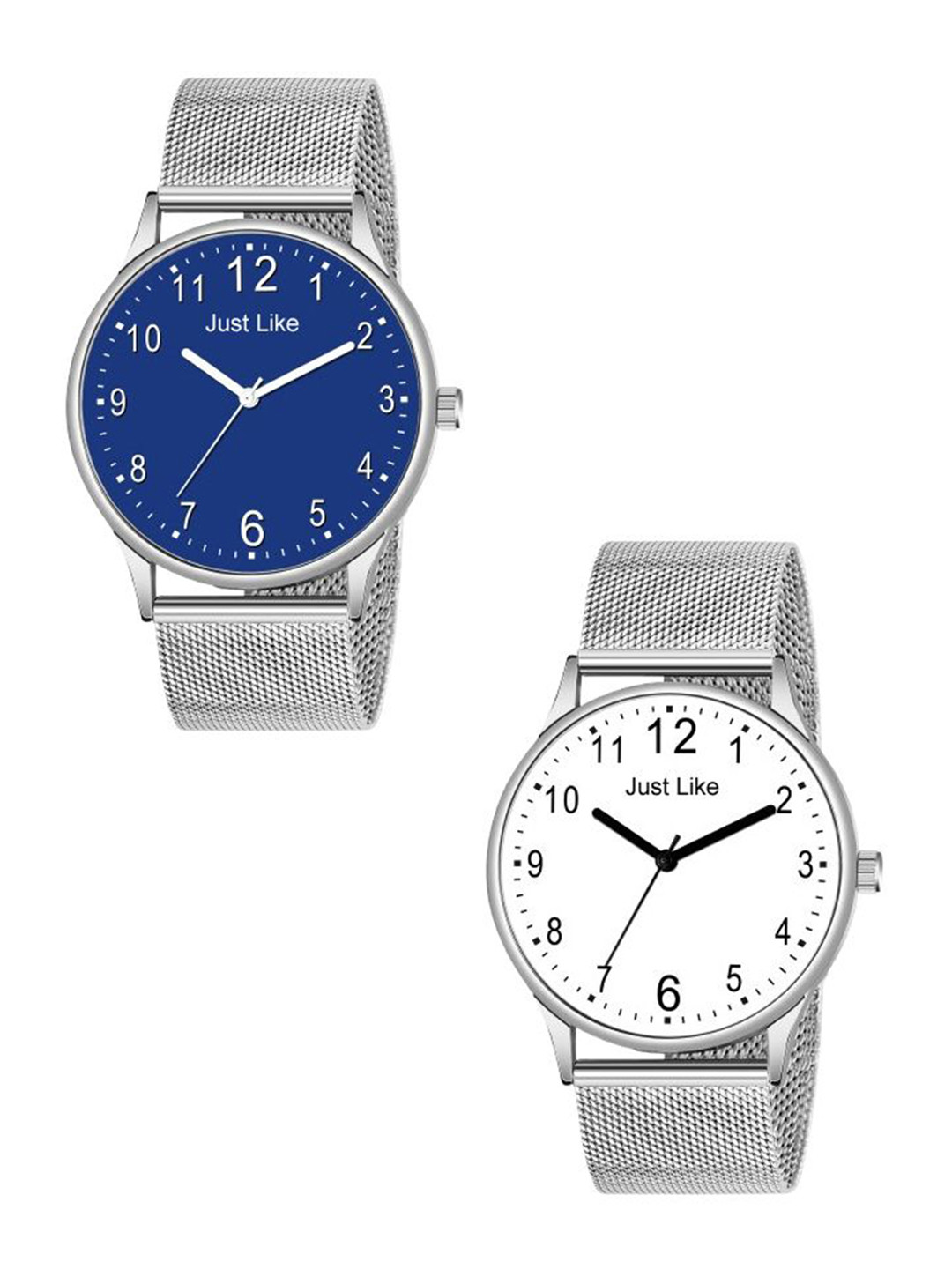 JUST LIKE Men Dial & Leather Bracelet Style Straps Analogue Watch All Slim 202 Sefar Blue & White c-2