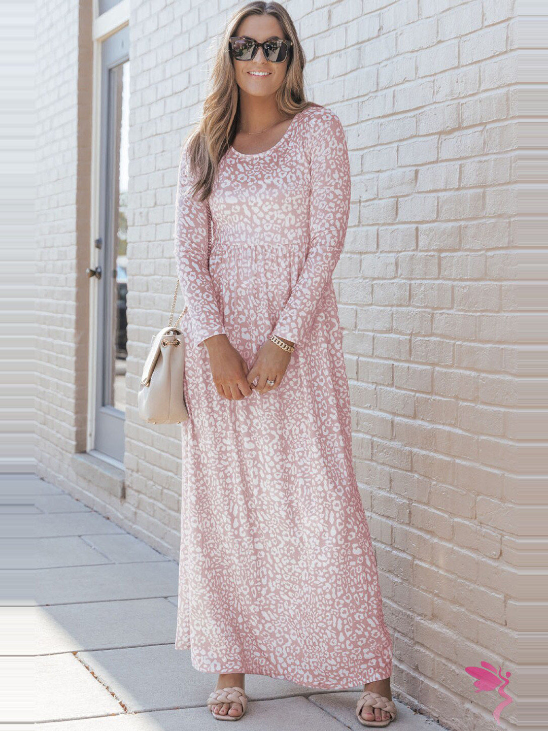 StyleCast Beige Animal Printed A-Line Maxi Dress