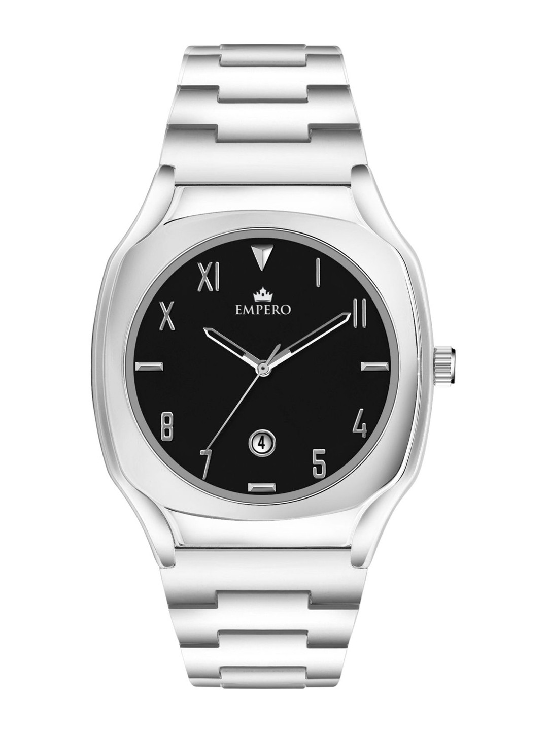 EMPERO Men Stainless Steel Straps Analogue Watch EAB220 Black Dial Silver Chain