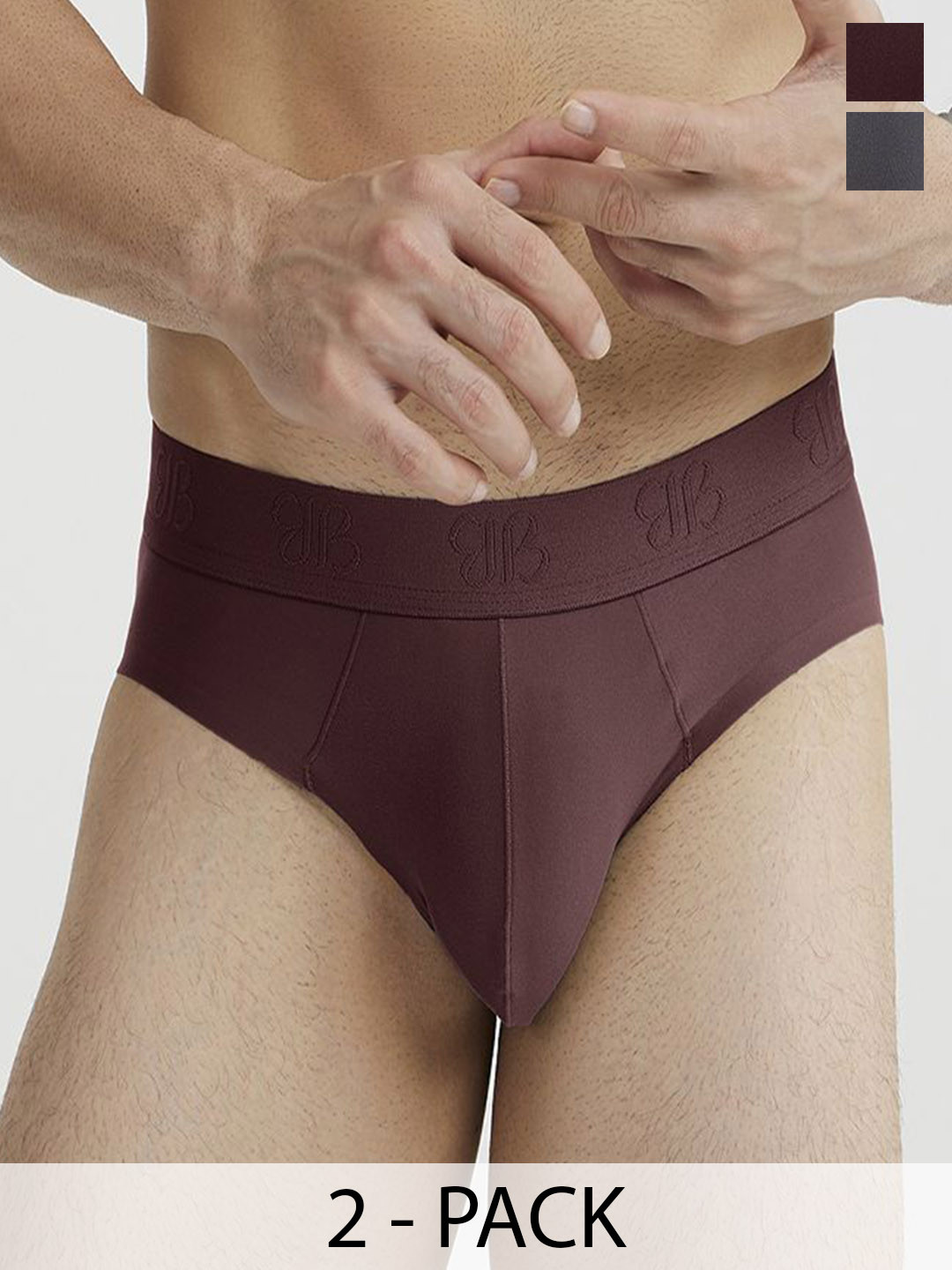 B'there Pack of 2 Seamless Microfiber Brief U006_SGR_DBY