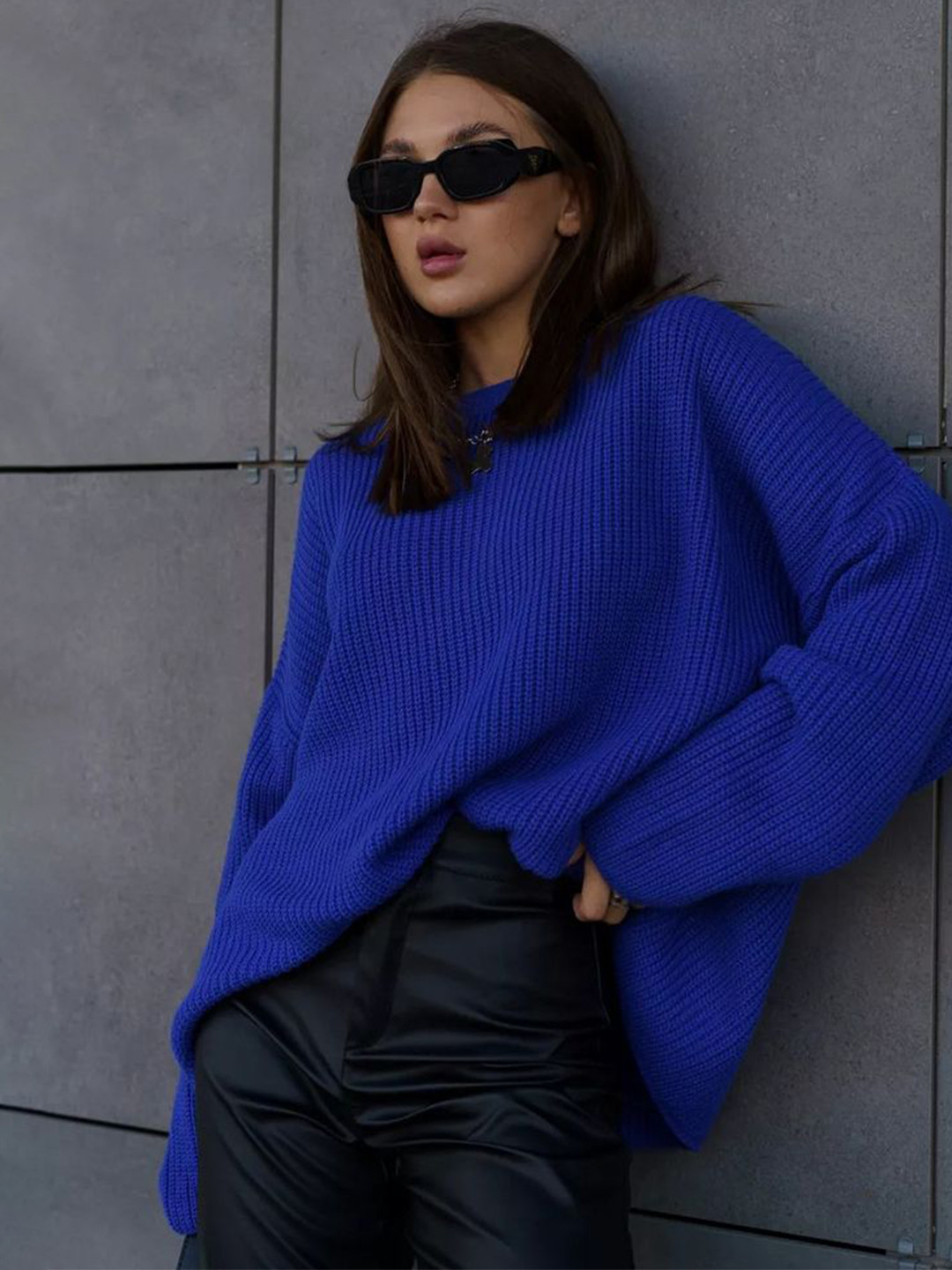 LULU & SKY Women Ribbed Oversized Cardigan