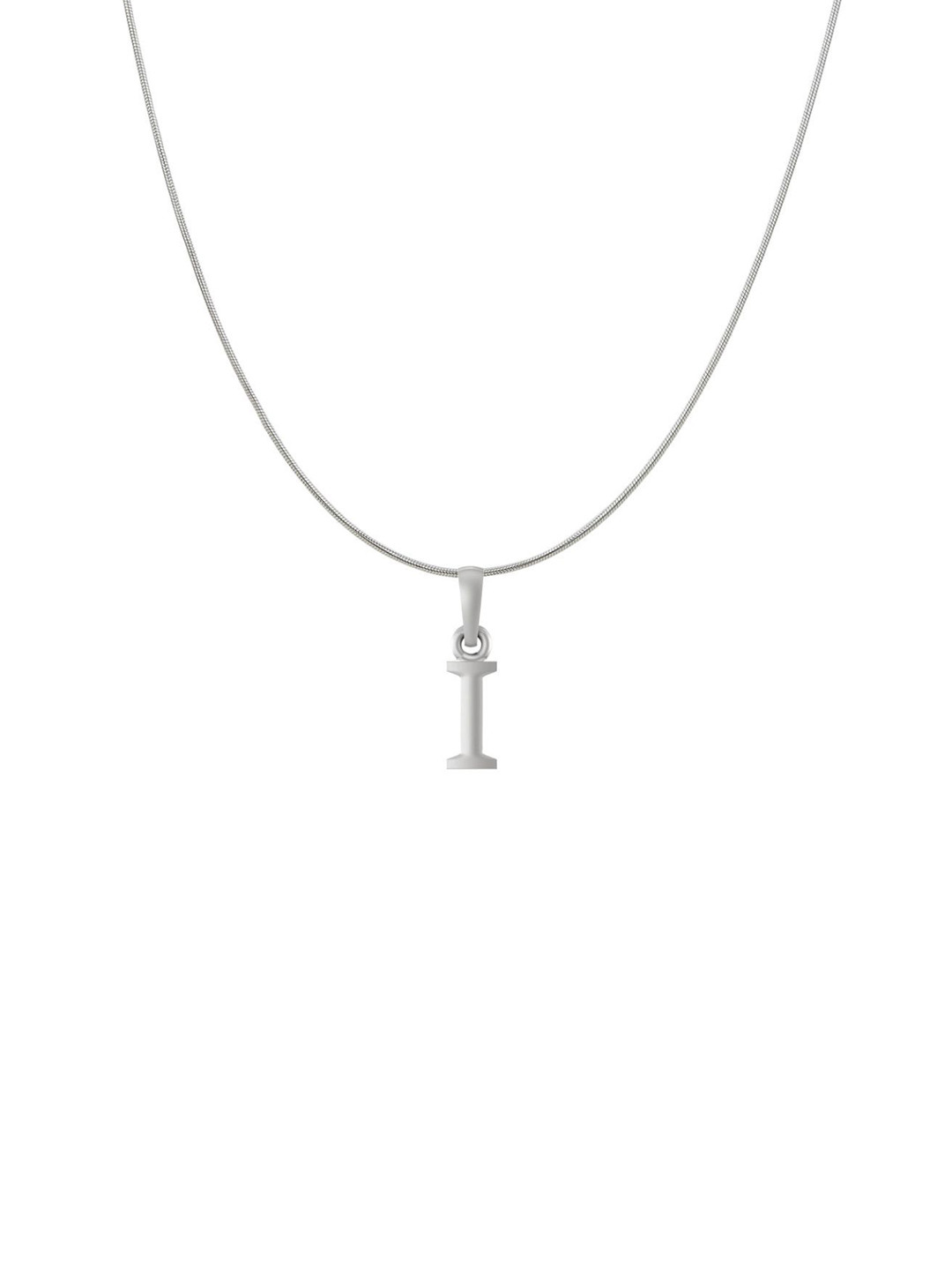 Metronaut 92.5 Sterling Silver I Alphabet Pendant with Snake Chain