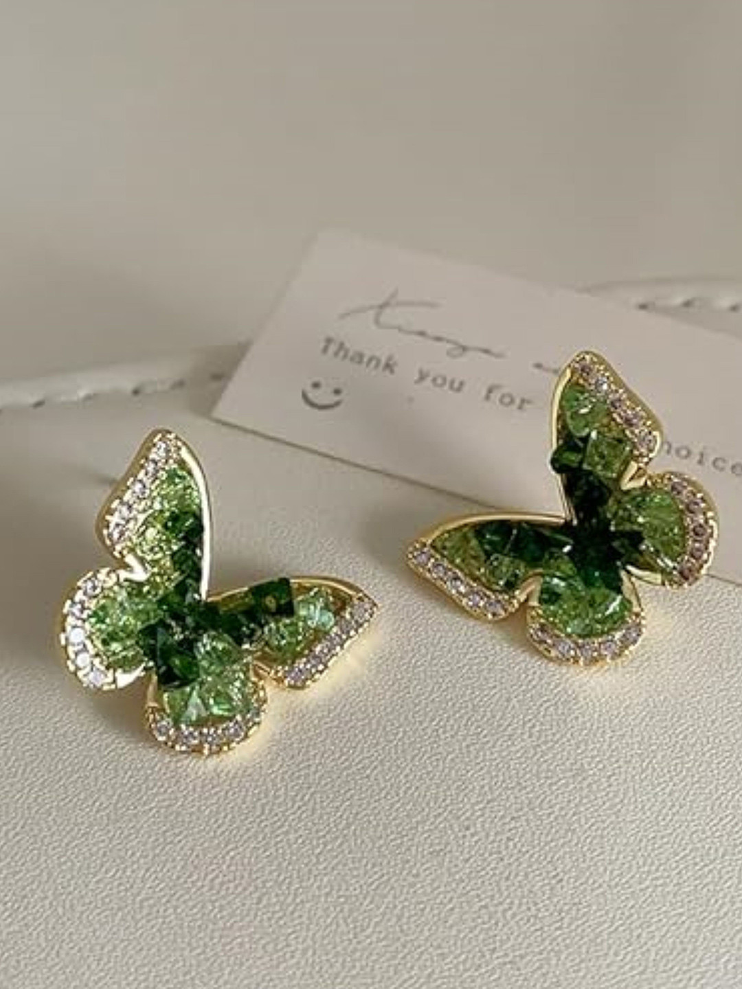 SUBHAGALANKAR Gold-Plated Rhinestone Studded Animal Shaped Studs