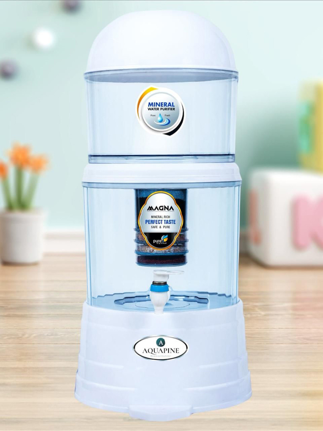 AQUAPINE Blue & White Non Electric Mineral Water Purifiers - 16 L