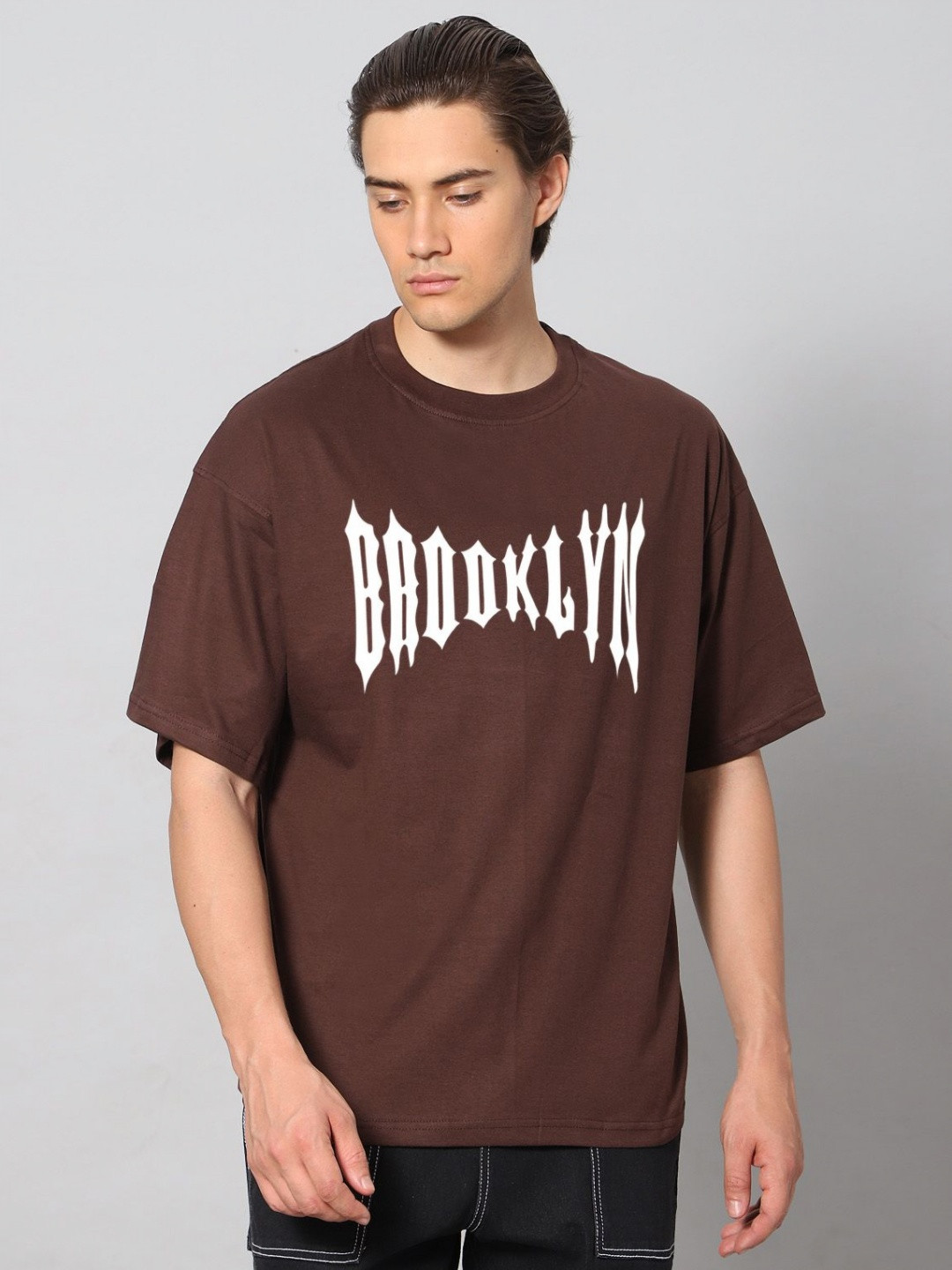 Besick Men Typography Printed Round Neck Cotton Oversized T-shirt