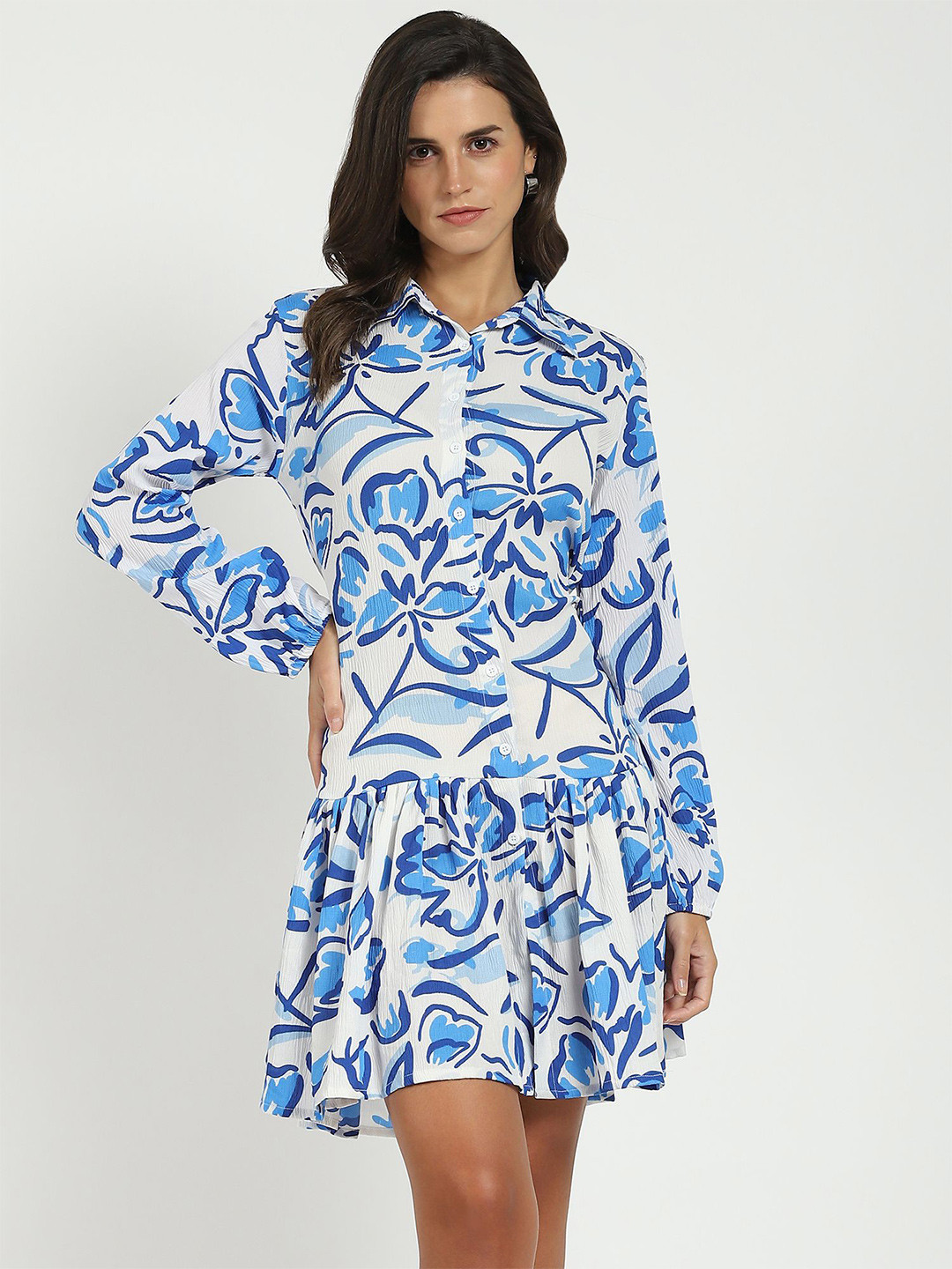 Global Republic Abstract Printed Drop-Waist Mini Dress