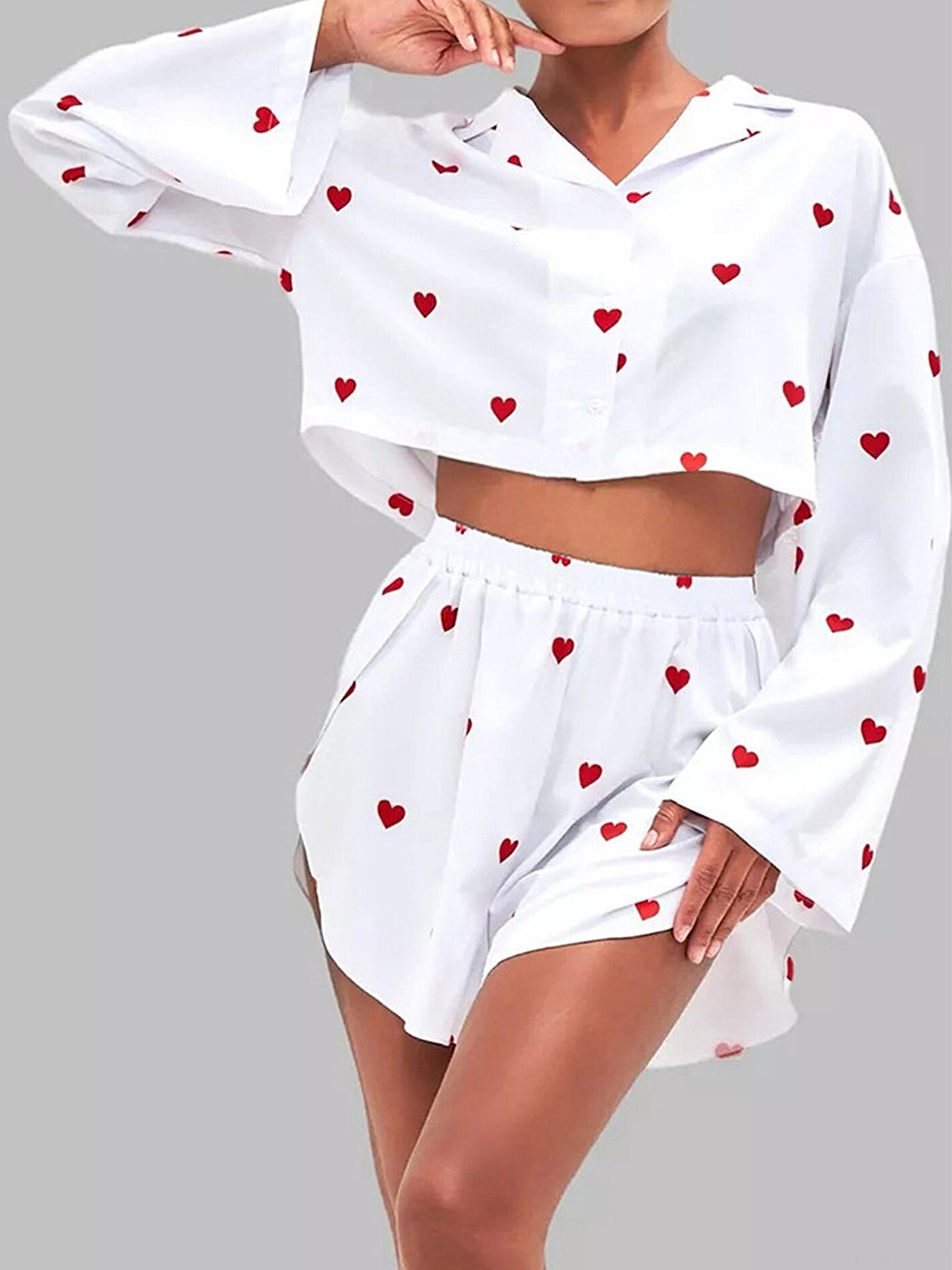 LULU & SKY Conversational Printed Crop Shirt & Shorts