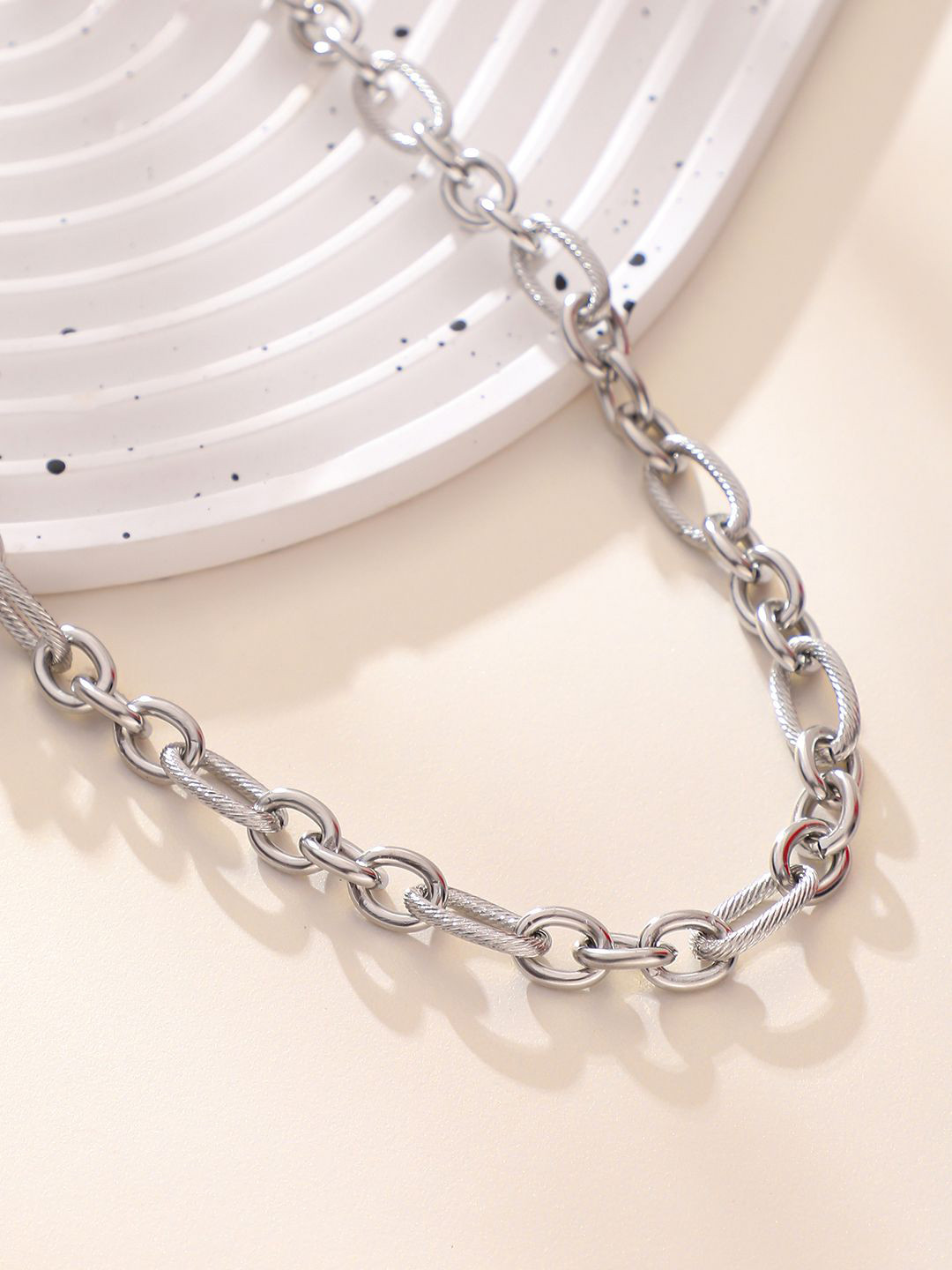 French Accent The Fusio Men Silver-Plated Minimal Chain