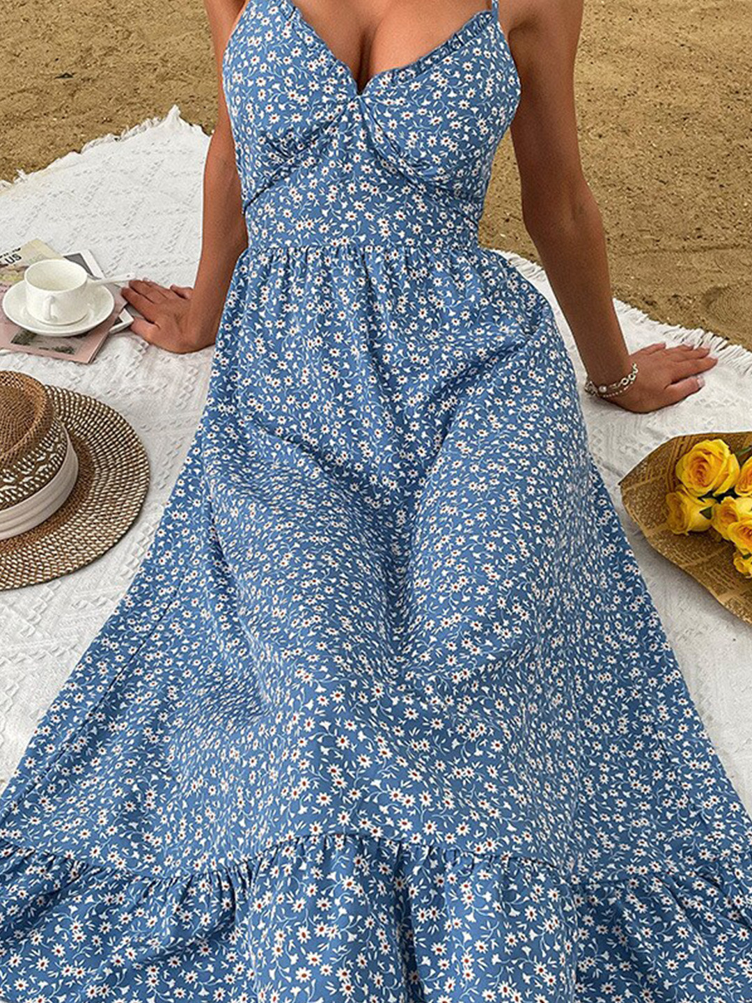 StyleCast Blue Floral Maxi Dress