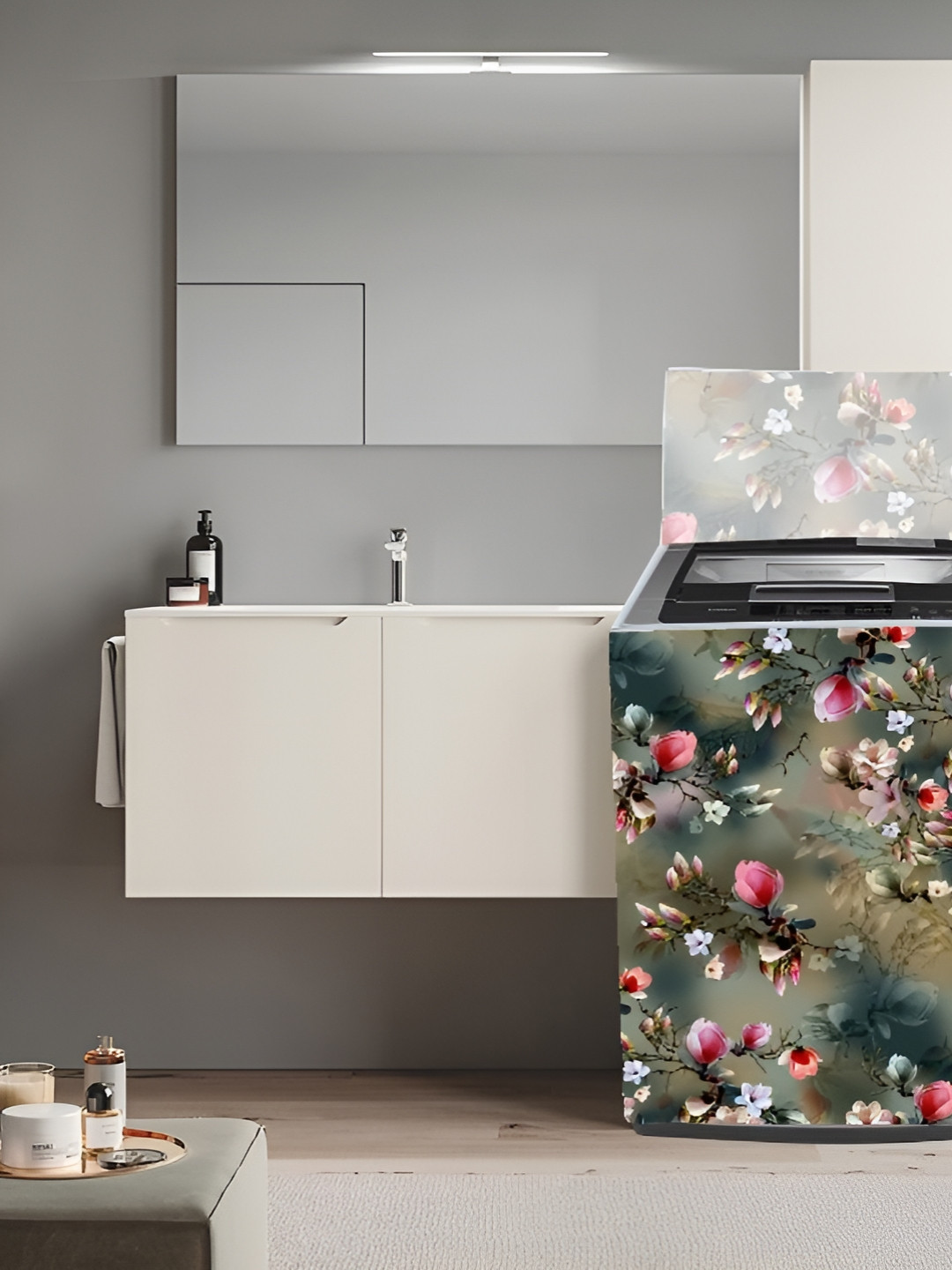 MOGNE FAB Green & Pink Printed Top Load WashingMachineCover