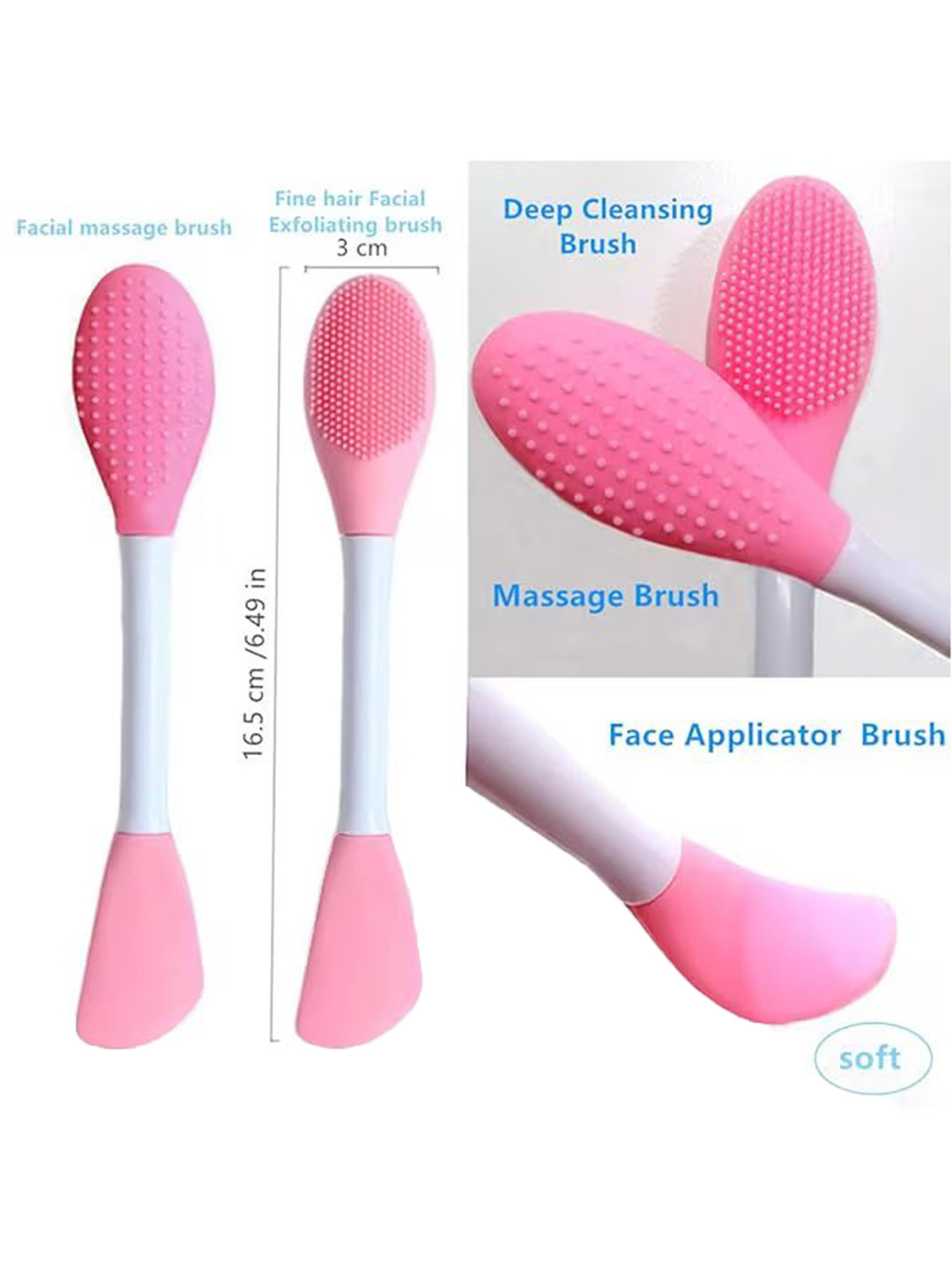 Rhe Cosmetics Face Mask Applicator & Face Wash Double Sided Brush