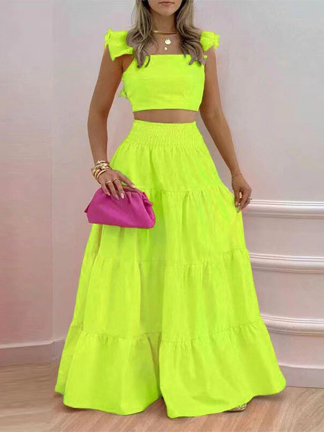 StyleCast Square Neck Top With Skirt Co-Ords