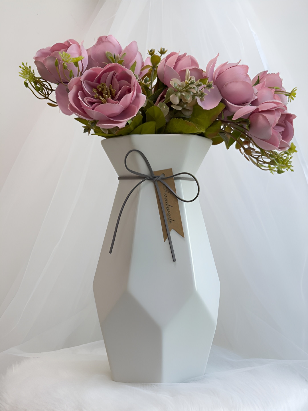 Art Street White Origami Ceramic Flower Vase