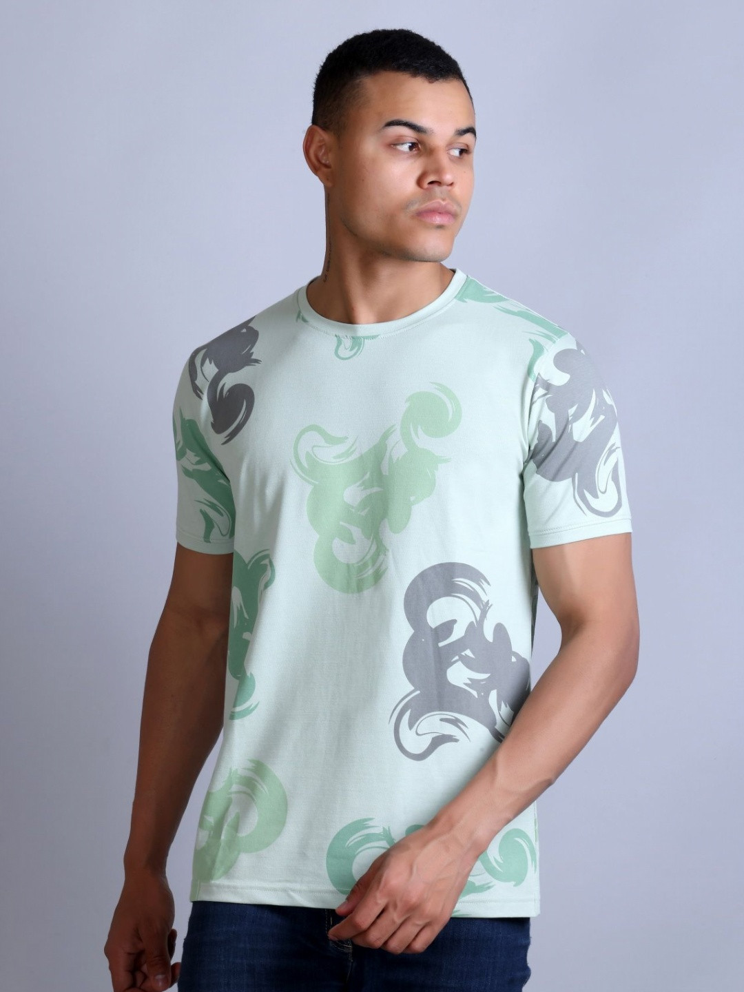 Parcel Yard Abstract Printed Round Neck Cotton T-shirt