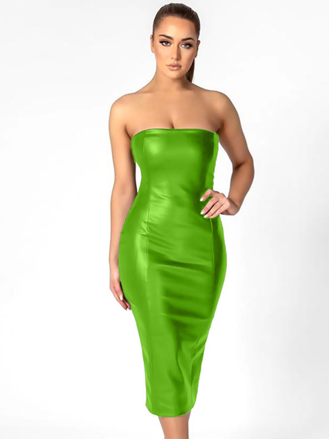StyleCast Green Strapless Bodycon Midi Dress