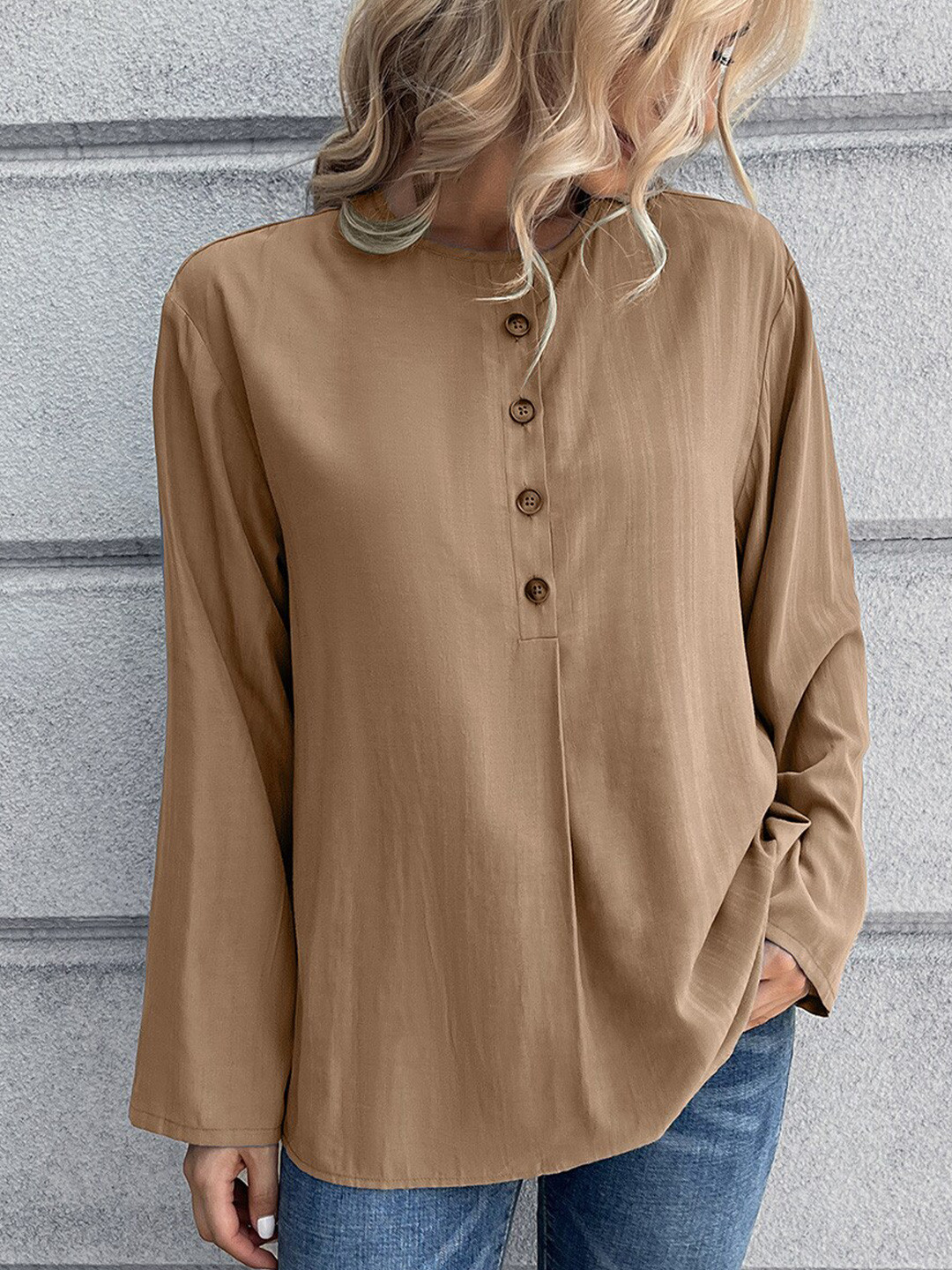 StyleCast Women Khaki Shirt Style Top